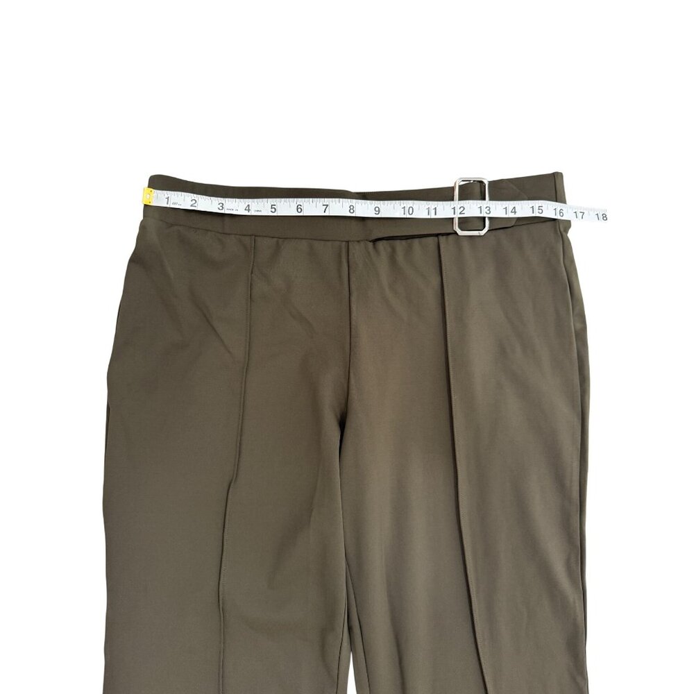 Halara Womens Size L High-Waisted Flare Pants With Belt Olive Green NEW - Picture 4 of 7